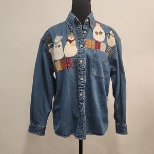 Blue Jean Button Down Shirt with Dress Collar